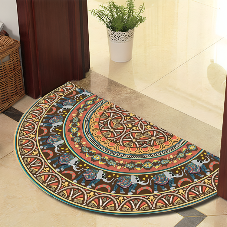 Plush Area Rug with Dark Stripes – Durable Anti-Slip Floor Mat
