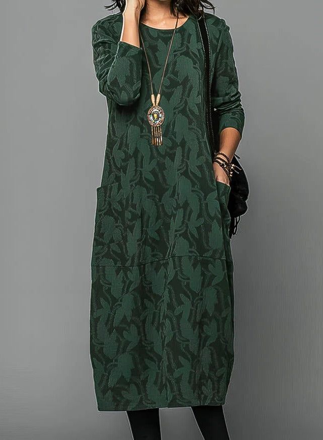 Cozy Women's Winter Dress with Round Neck and Soft Fabric - Luxicro