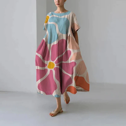 Stylish Floral Print Summer Dress - Luxicro