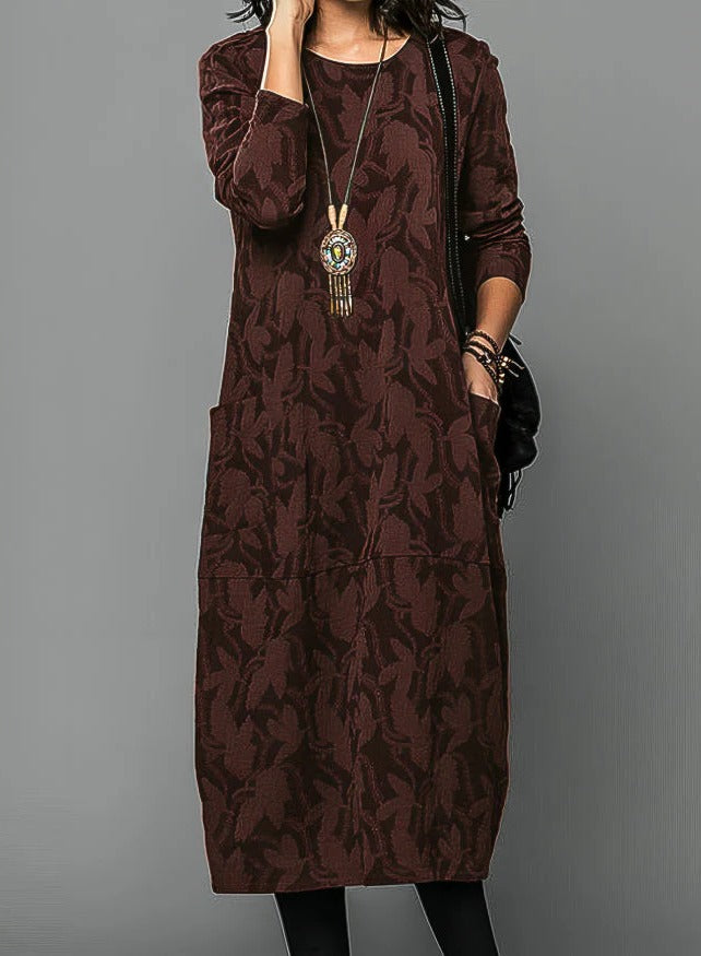 Cozy Women's Winter Dress with Round Neck and Soft Fabric