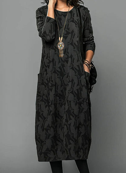 Cozy Women's Winter Dress with Round Neck and Soft Fabric