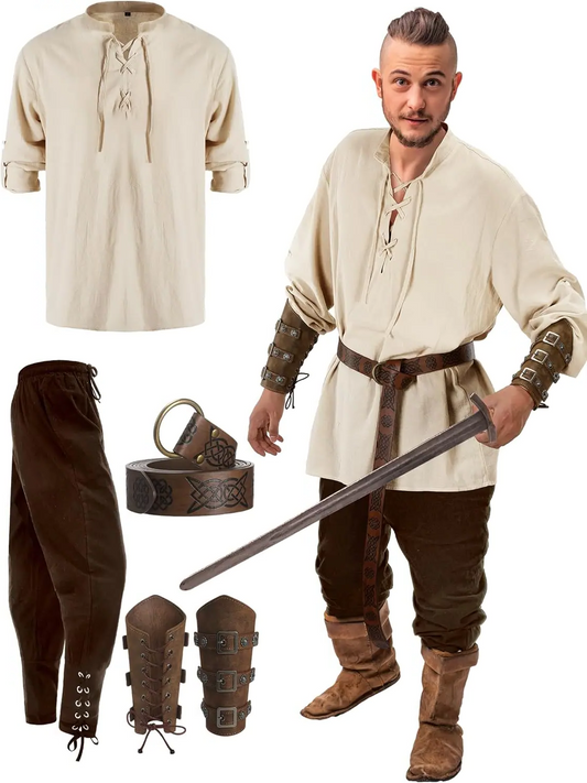 Authentic 4 Piece Pirate Mens Costume - Luxicro