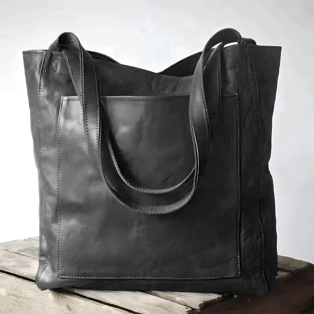 Classic Brown Leather Work Tote Bag