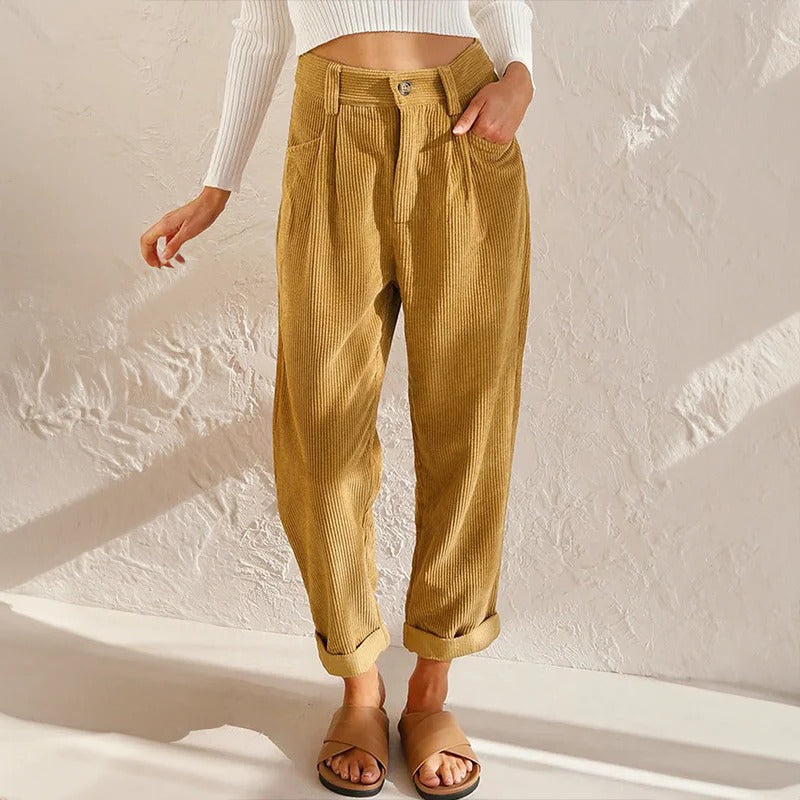 Relaxed Fit Women's Corduroy Trousers - Luxicro