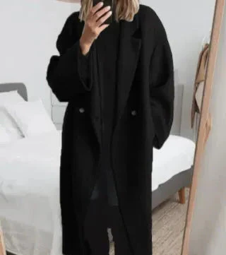 Luxurious Large Women's Cashmere Lapel Coat