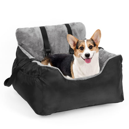 Pet Car Booster Seat with Pockets and Adjustable Leash - Luxicro