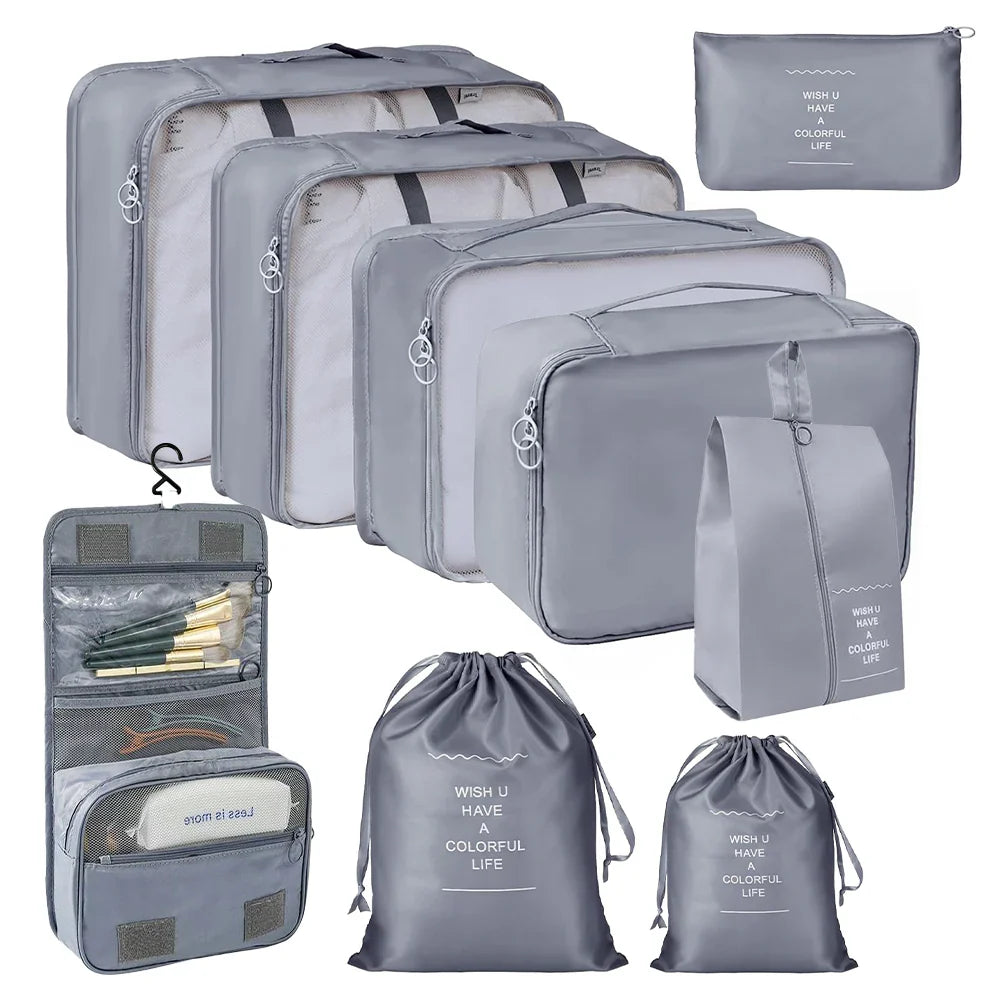 Compact 9 Piece Travel Packing Accessory Kit - Luxicro