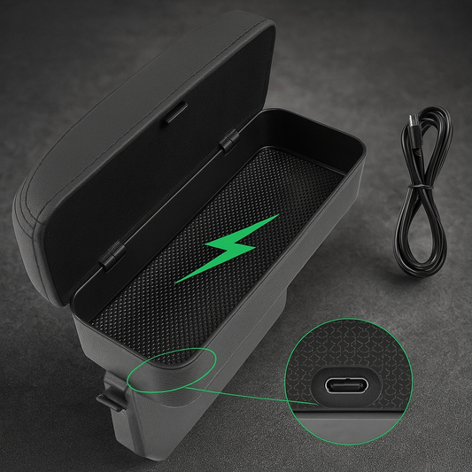 Car Organizer Gap Filler with Quick Wireless Charger - Luxicro