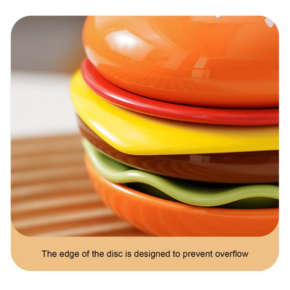 Mini Stacked Burger Porcelain Plate Set