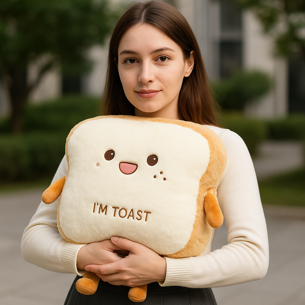 Cozy Toast Shaped Super Soft Heat Pillow