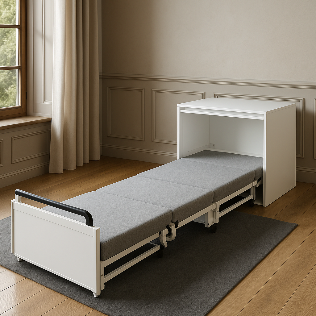 Compact Collapsible Wall Bed with Shelf Storage - Luxicro