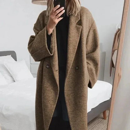 Luxurious Large Women's Cashmere Lapel Coat