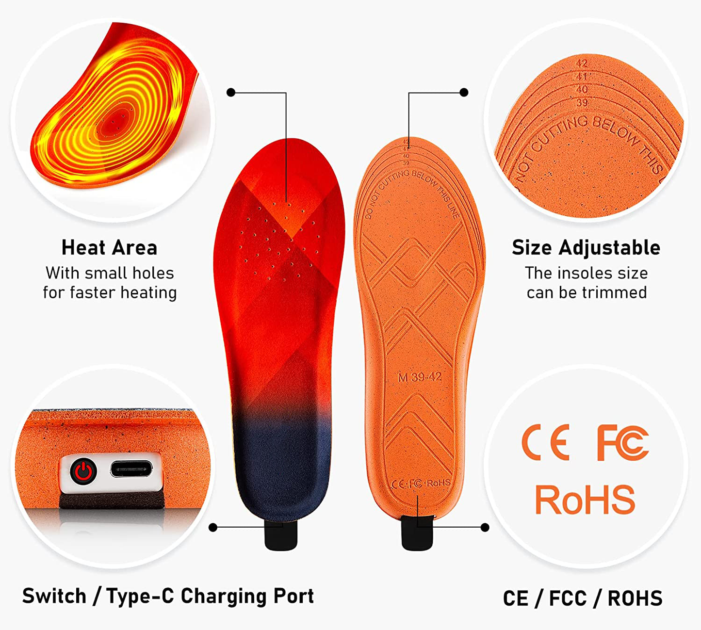 Cozy Electric Heat Insoles for Warm Feet