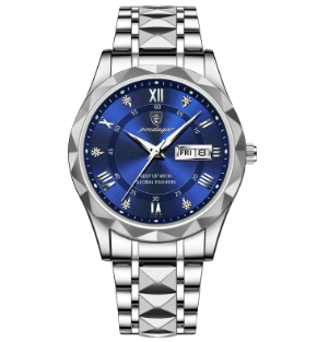 Stylish Blue Face Mens Steel Watch - Luxicro