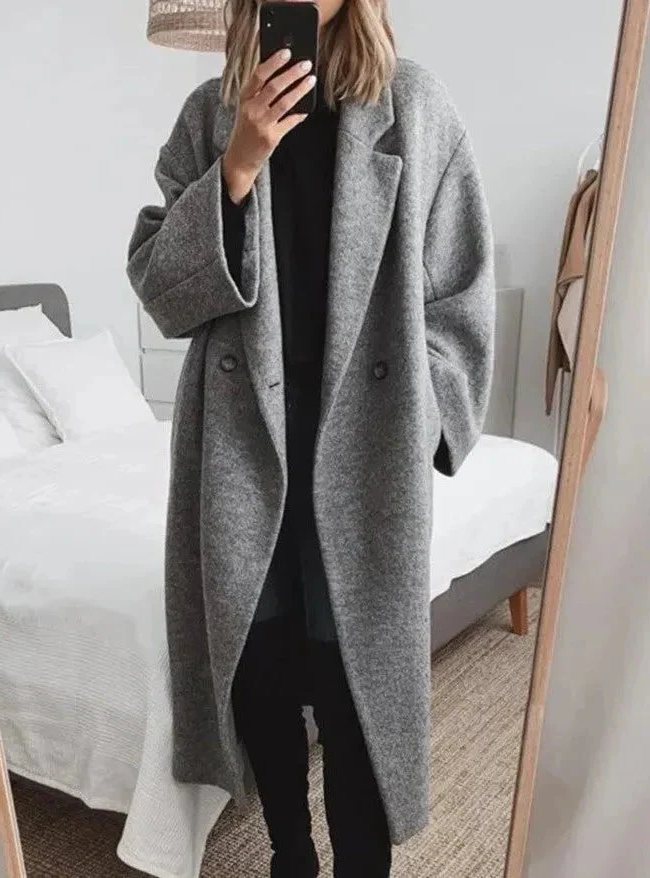 Luxurious Large Women's Cashmere Lapel Coat - Luxicro