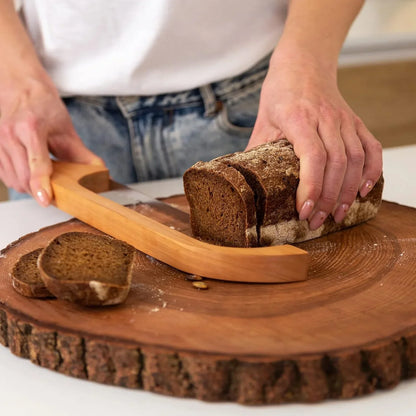 Ergonomic Wooden Bread Knife with Grip Handle