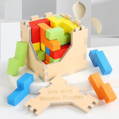 Challenging 3D Wooden Puzzle Toy