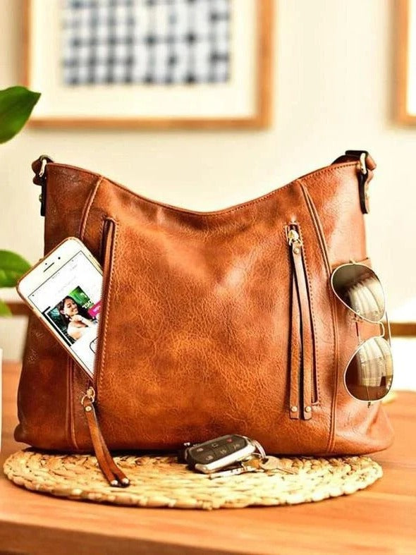 Classic Women's Distressed Leather Handbag - Luxicro