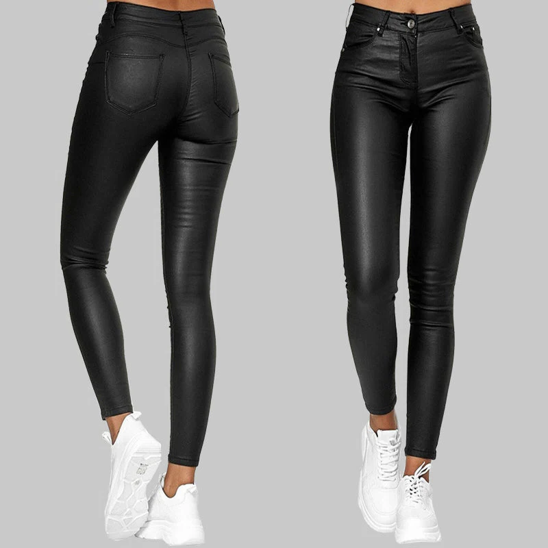 Slim Fit Leather Trousers - Luxicro