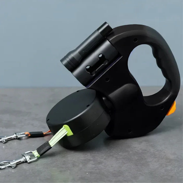 Pet Safe Dual Dog Leash with LED Flashlight & Rotating Clip - Luxicro