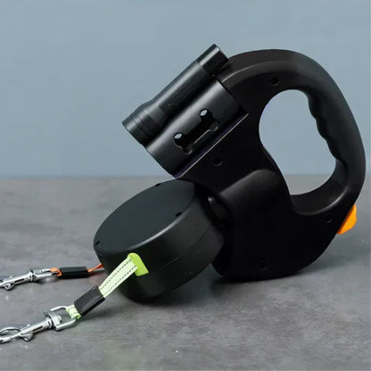 Pet Safe Dual Dog Leash with LED Flashlight & Rotating Clip - Luxicro