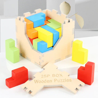 Challenging 3D Wooden Puzzle Toy