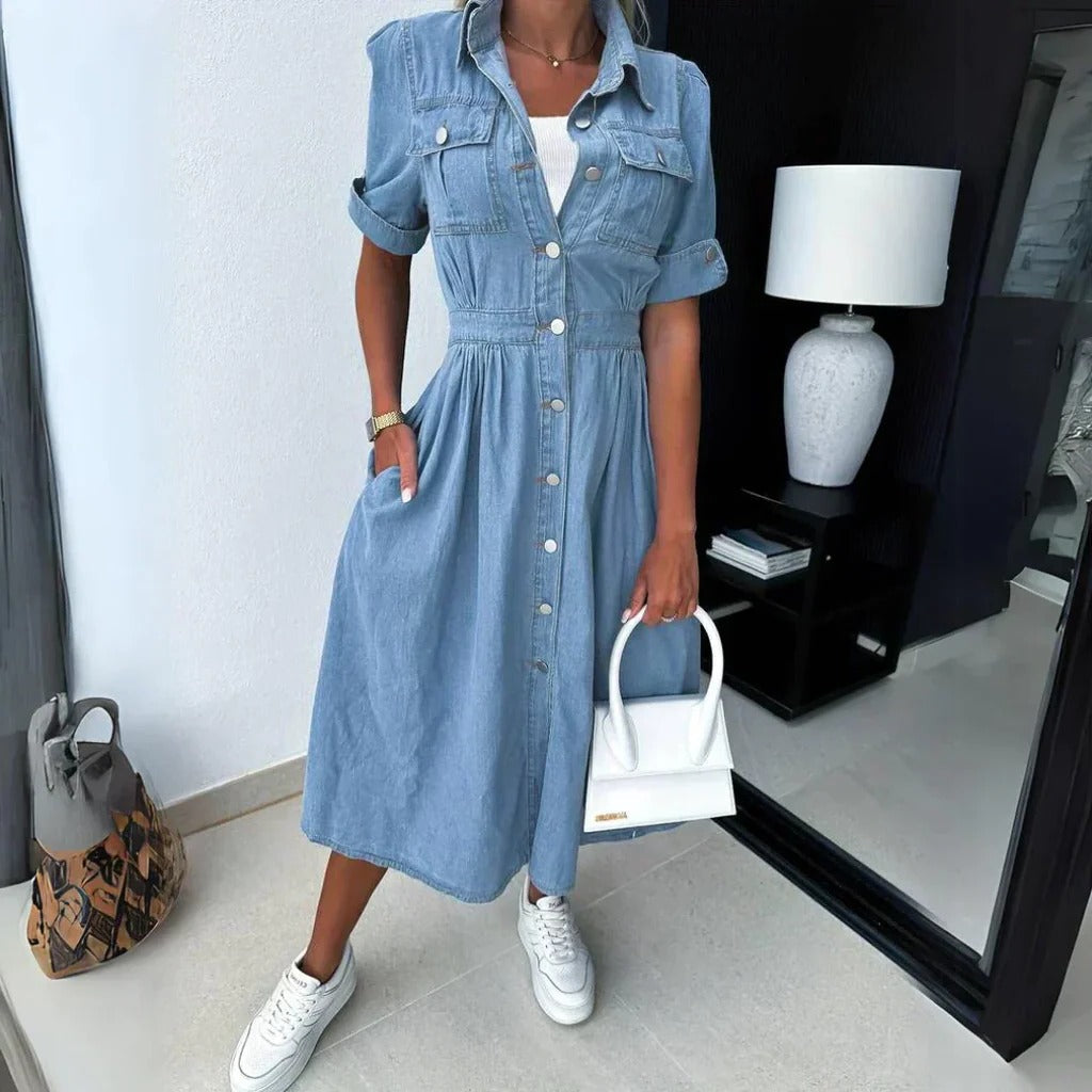 Fashionable Blue Jeans Dress - Luxicro