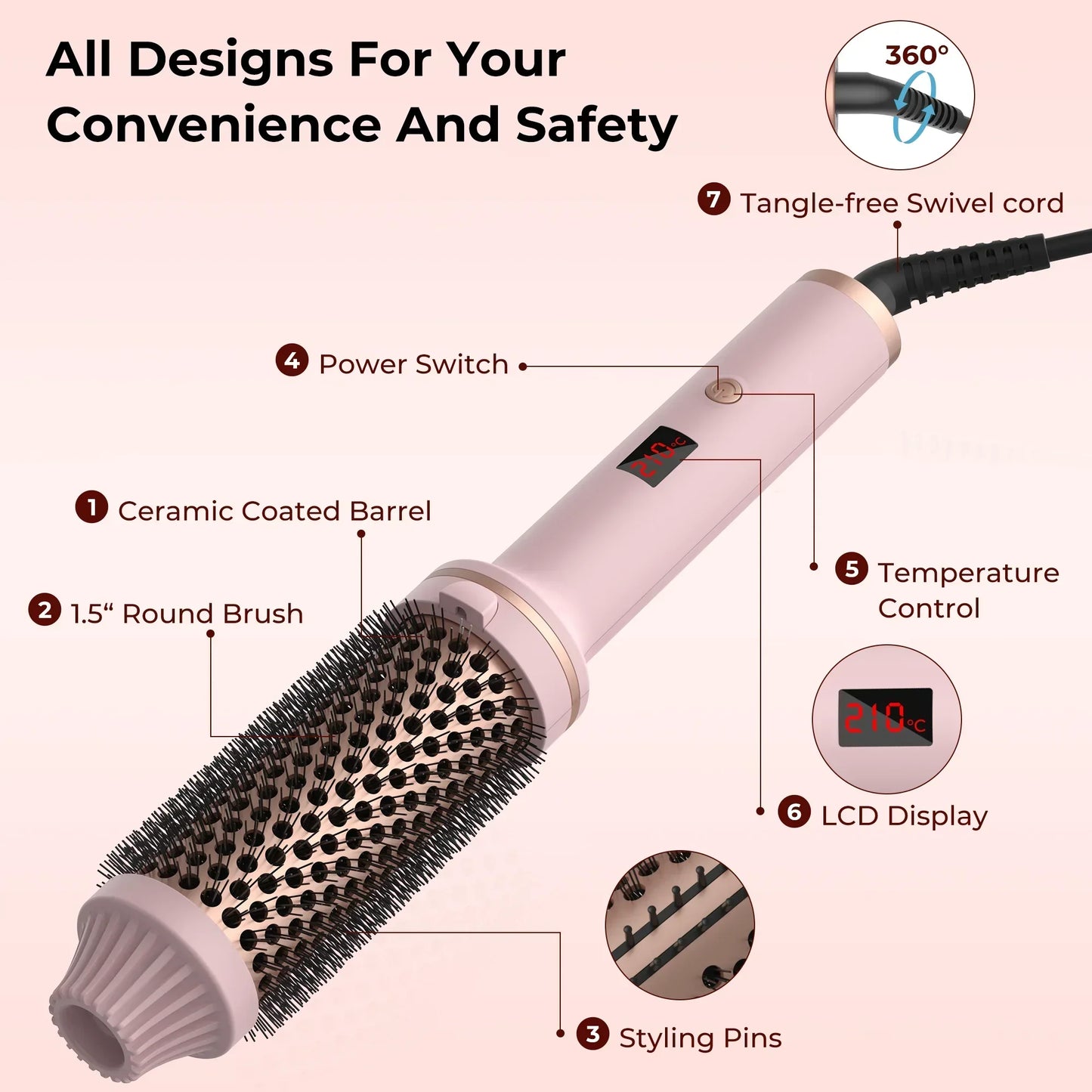 Simple Fast Curl Styling Hair Brush