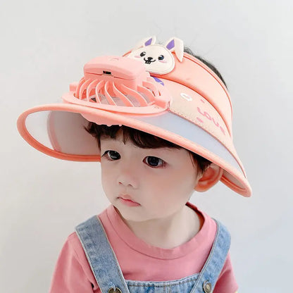 Cooling Kids Sun Hat with Fan - Cute Frog Style