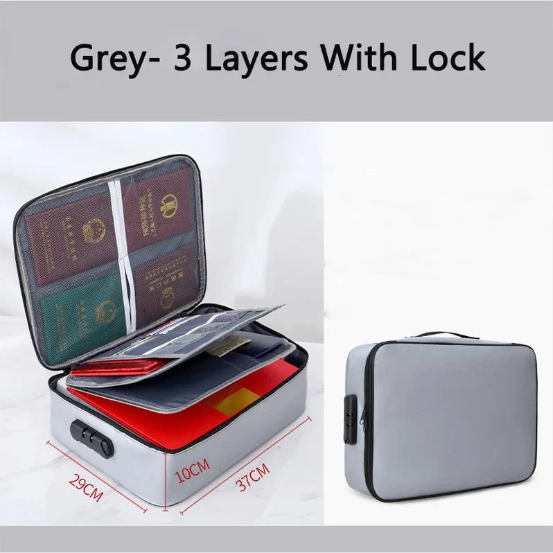 Secure Travel File Bag with Zipper Pocket Organizer
