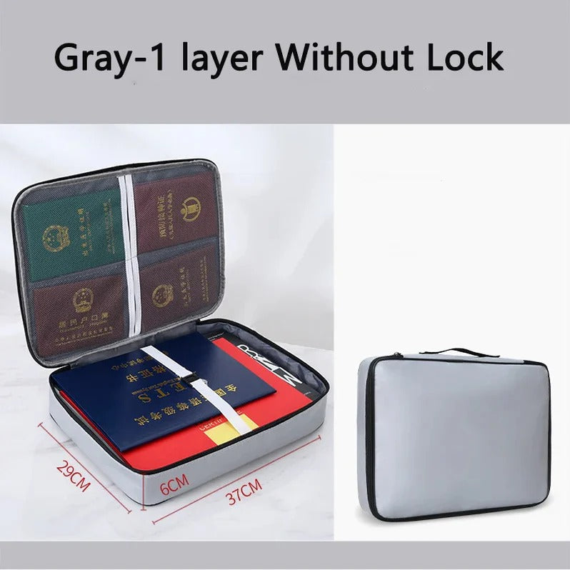 Secure Travel File Bag with Zipper Pocket Organizer