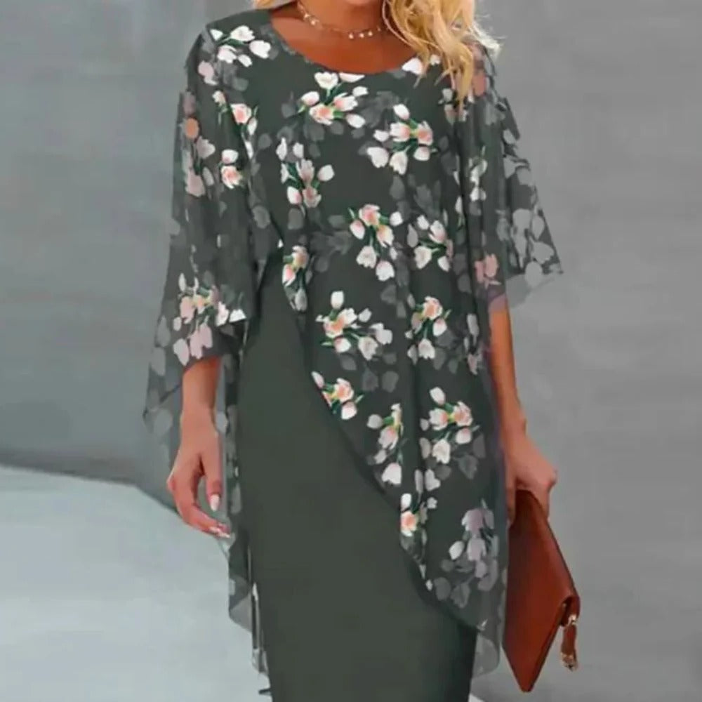 Beautiful Flower Pattern Ladies Dress