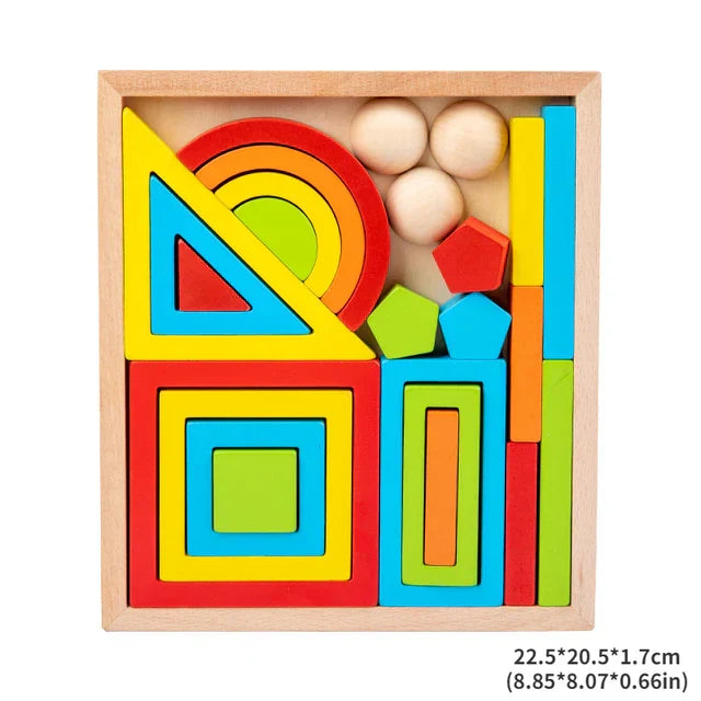 Colorful Wooden Stacking Blocks Toy for Kids