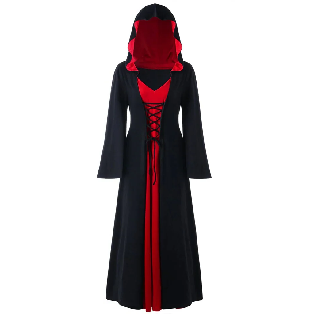 Gothic Vampire Women's Lace Hooded Cape Dress - Luxicro
