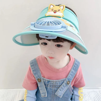 Cooling Kids Sun Hat with Fan - Cute Frog Style