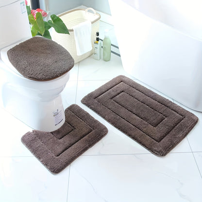 Premium Plush Bathroom Mat Set - Grip, Fast Dry, Machine Wash