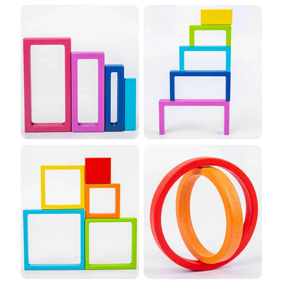 Colorful Wooden Stacking Blocks Toy for Kids