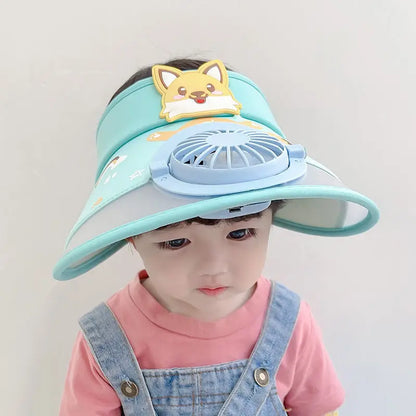 Cooling Kids Sun Hat with Fan - Cute Frog Style