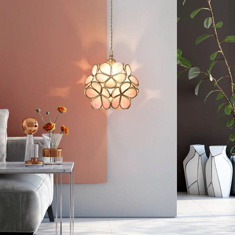 Elegant Flower Glass Pendant Lighting Fixture