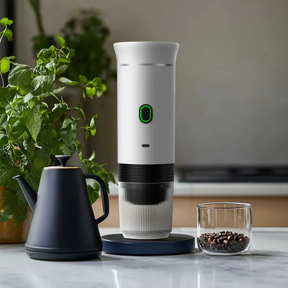 Compact Travel Coffee Machine with Grinder & Frother