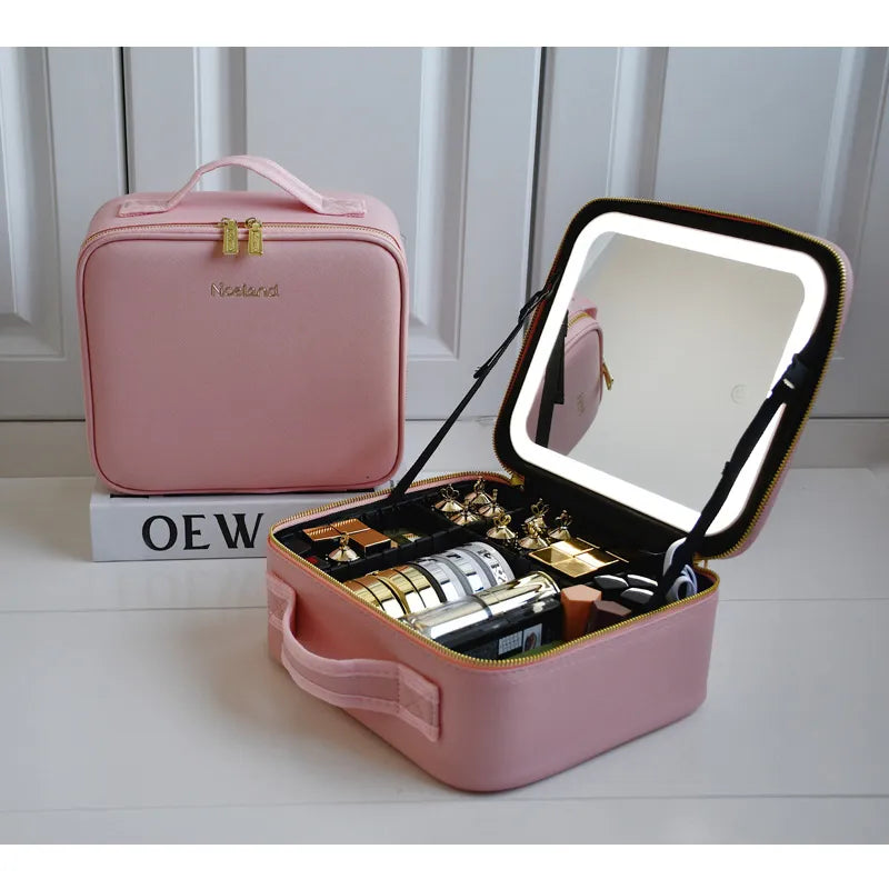 Travel Cosmetic Case with Mirror - Luxicro