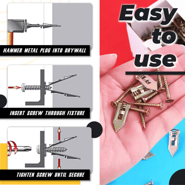 Easy Install Drywall Anchors No Drill Required