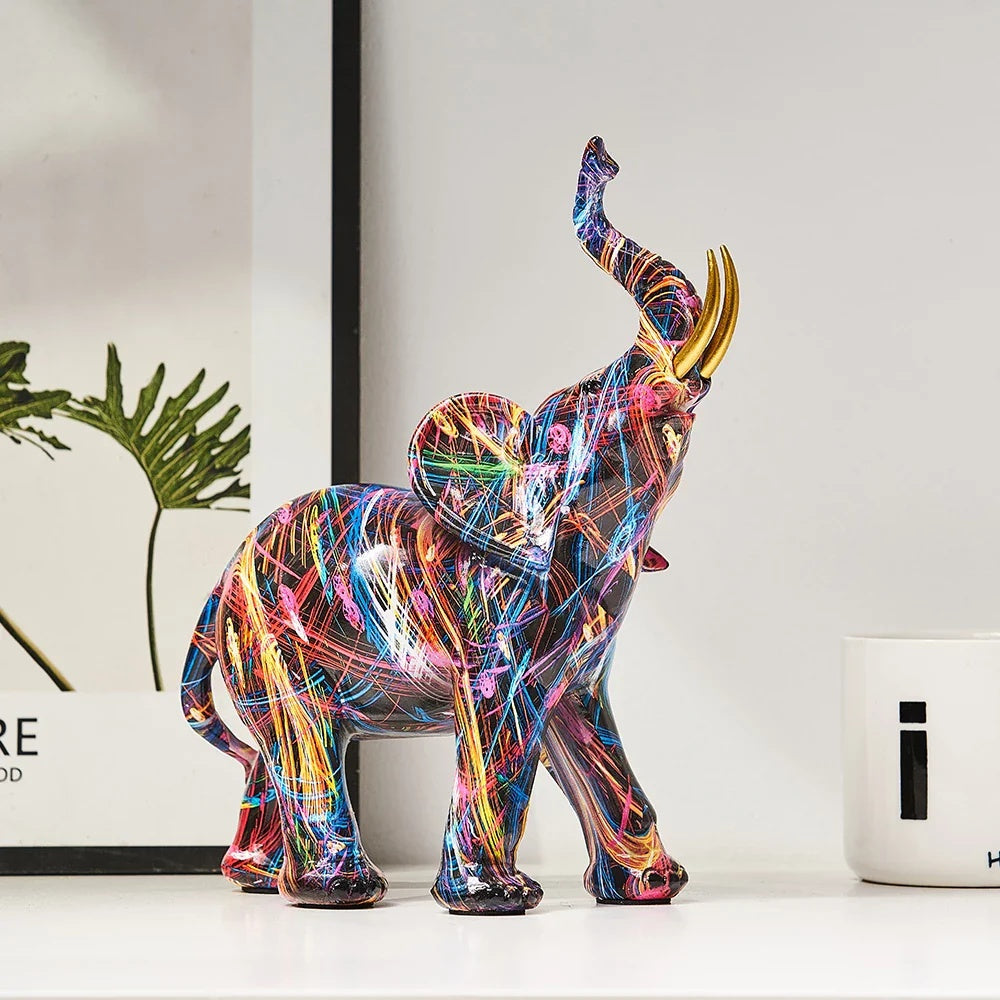 Colorful Elephant Street Art Statue - Luxicro