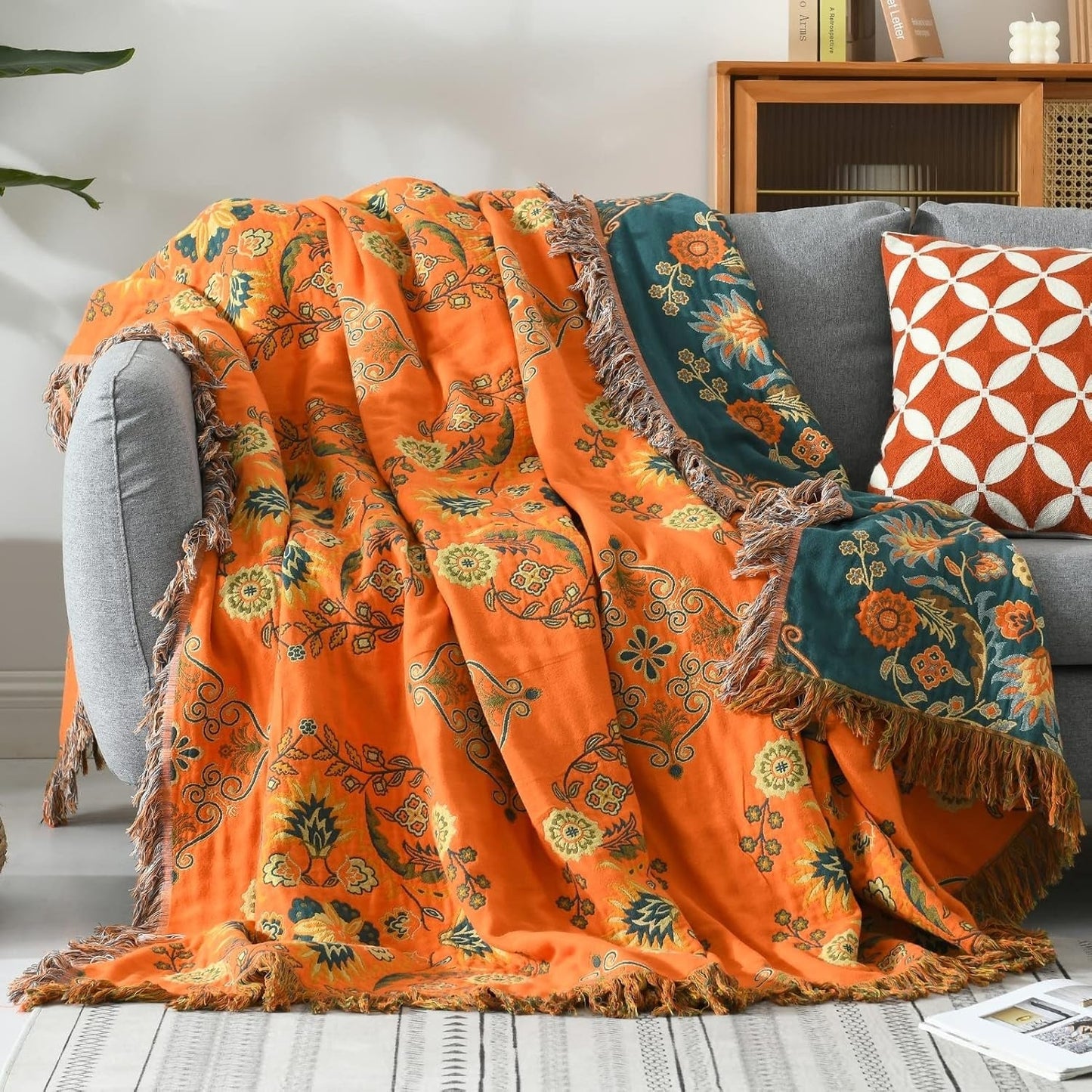 Colorful Floral Reversible Soft Throw Blanket - Luxicro