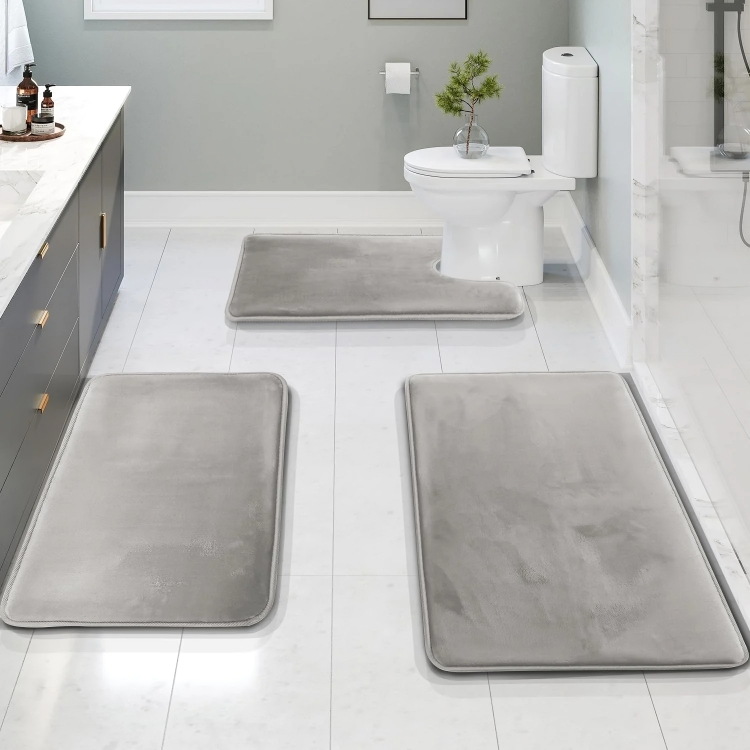 Comfortable Bath Mat Set Anti Slip Memory Foam - Luxicro