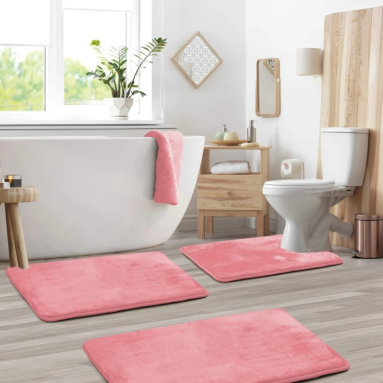 Comfortable Bath Mat Set Anti Slip Memory Foam
