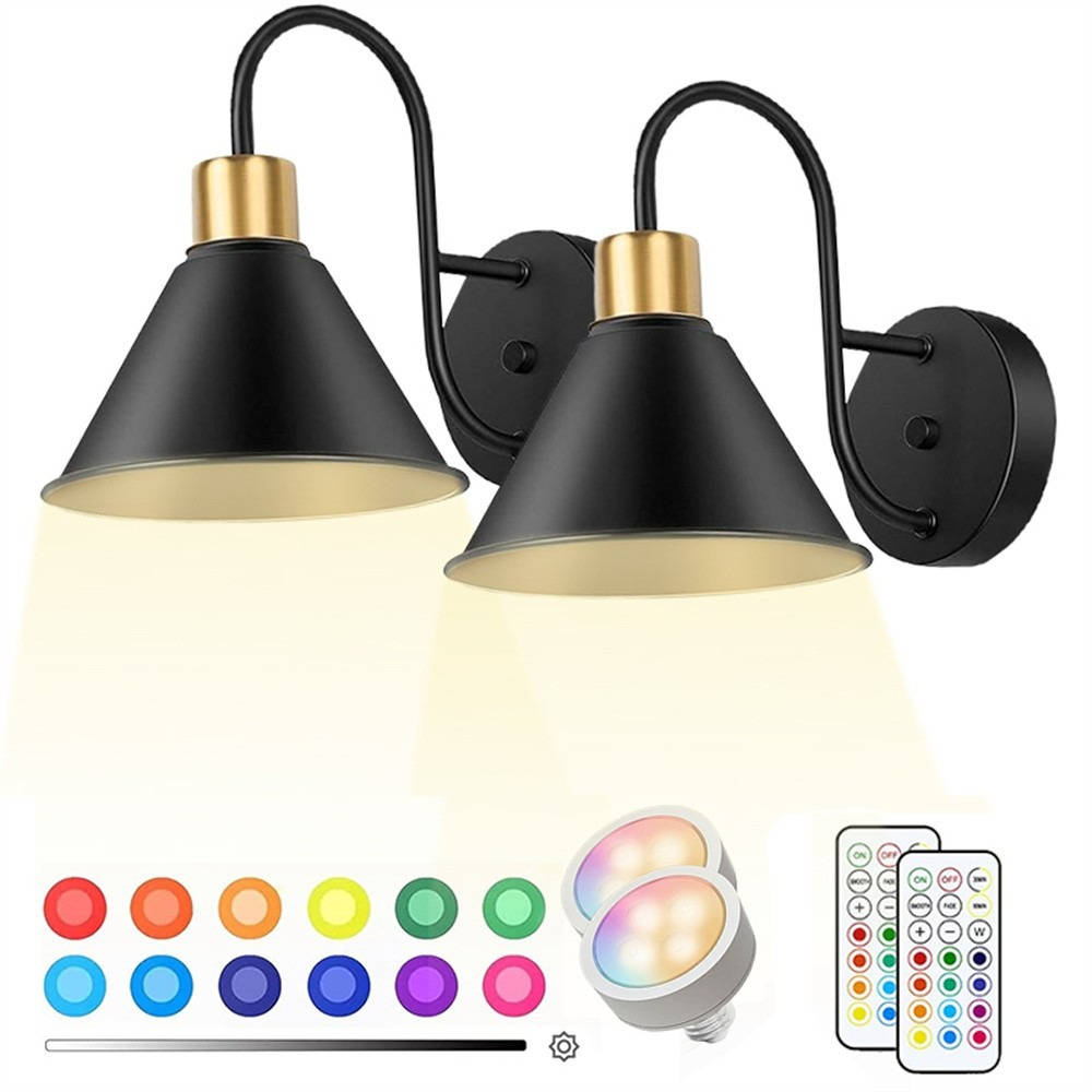 2 Pack Wireless Dimmable LED Wall Lights with Remote - Luxicro