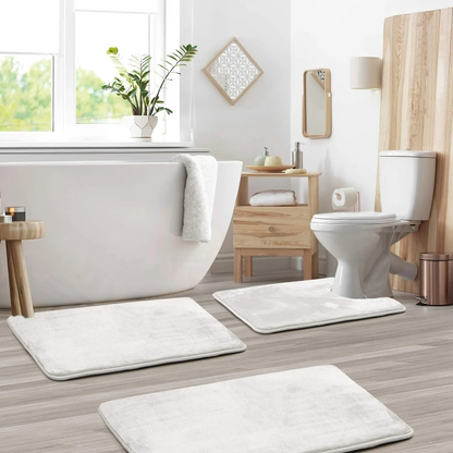 Premium Bath Mat Set Plush Non Slip Memory Foam