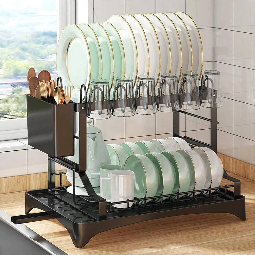 Space Saving 2 Tier Kitchen Dish Rack - Luxicro