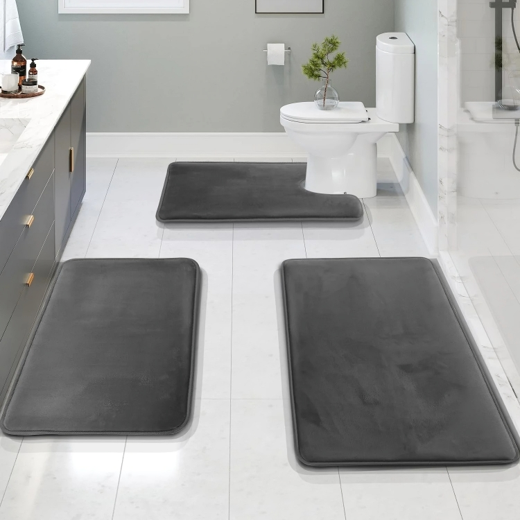 Comfortable Bath Mat Set Anti Slip Memory Foam